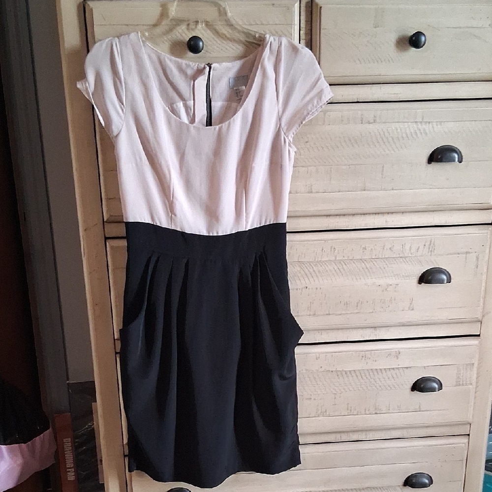 H&M Black and Cream Midi Dress